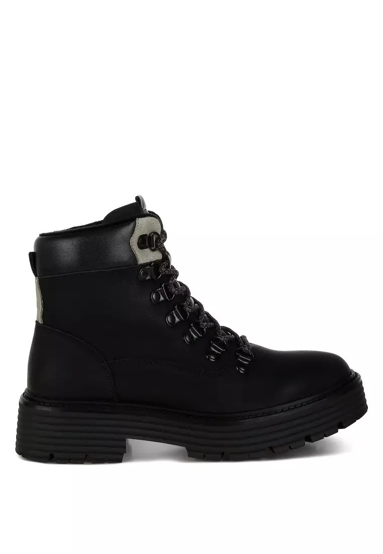 Discount on London Rag  shoes - SKU: Lace-Up Chunky Warm Ankle Boots in Black