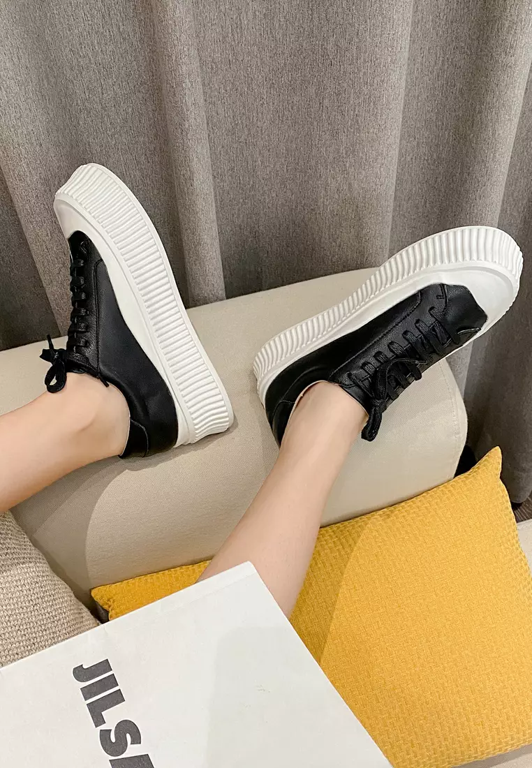 Leather Platform Lace Up Sneakers BS2139/886-1
