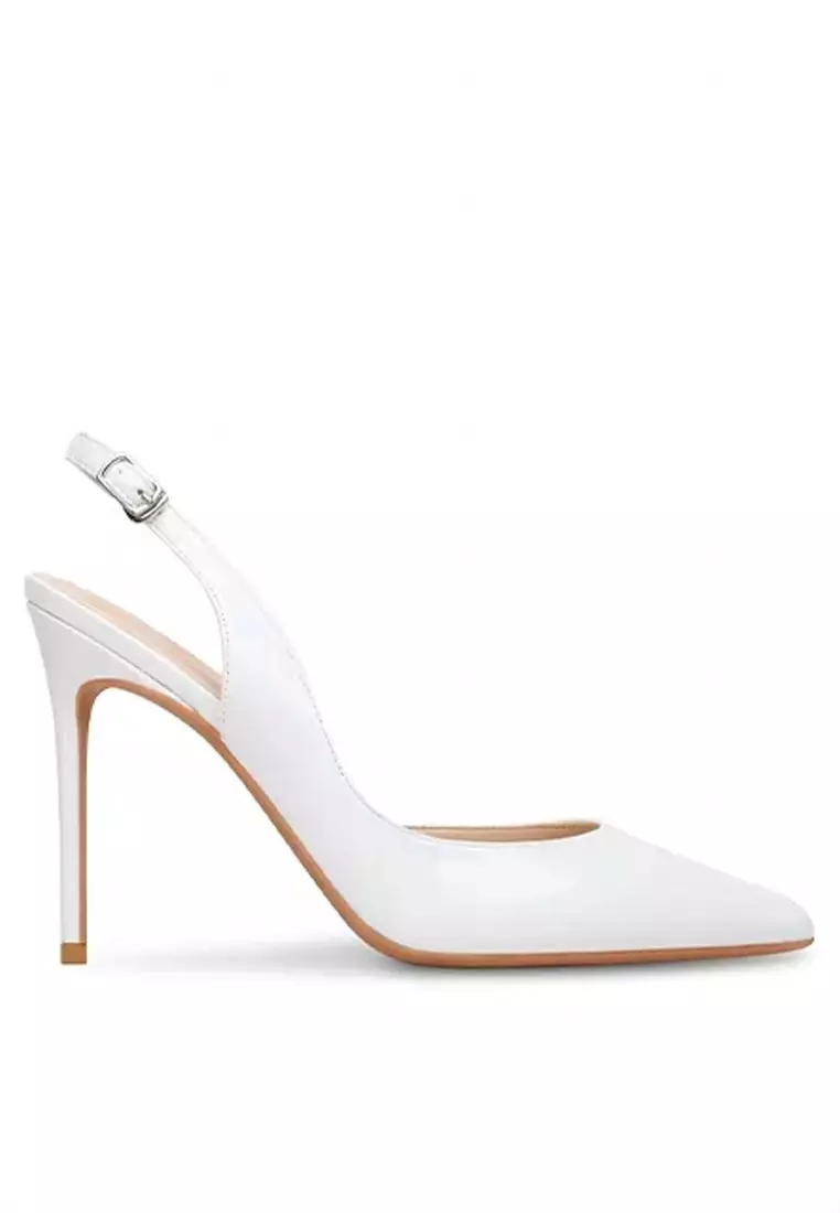 White leather slingback on sale heels