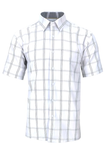 Pacolino white Pacolino - (Regular) Checkered Formal Casual Short Sleeve Men Shirt - 11621-C0030-A FAFA0AAB64C6E9GS_1