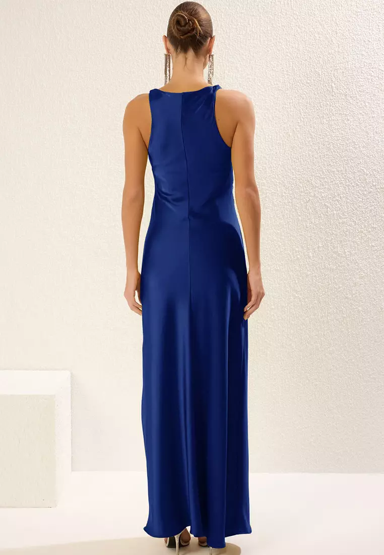 Saxe Body-fitting Satin Woven Maxi Evening Dress Night Graduation Dress TPRSS25AE00066