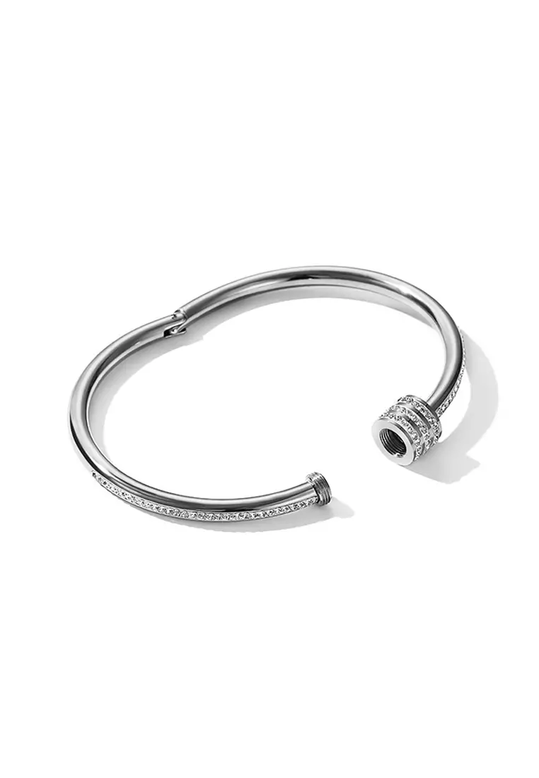Brielle Triple Row Zirconia Bangle in Silver