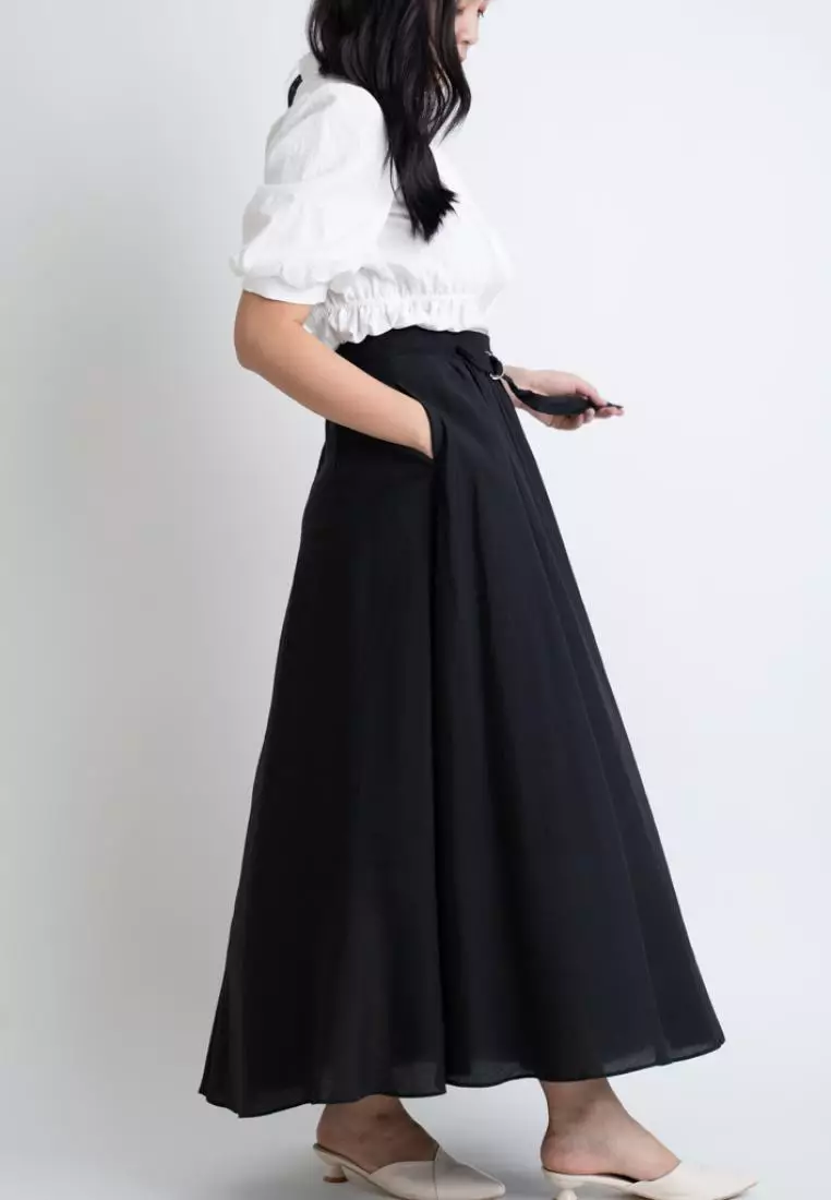 MAXI FLARE SKIRT WITH ELASTICITY WAISTBAND