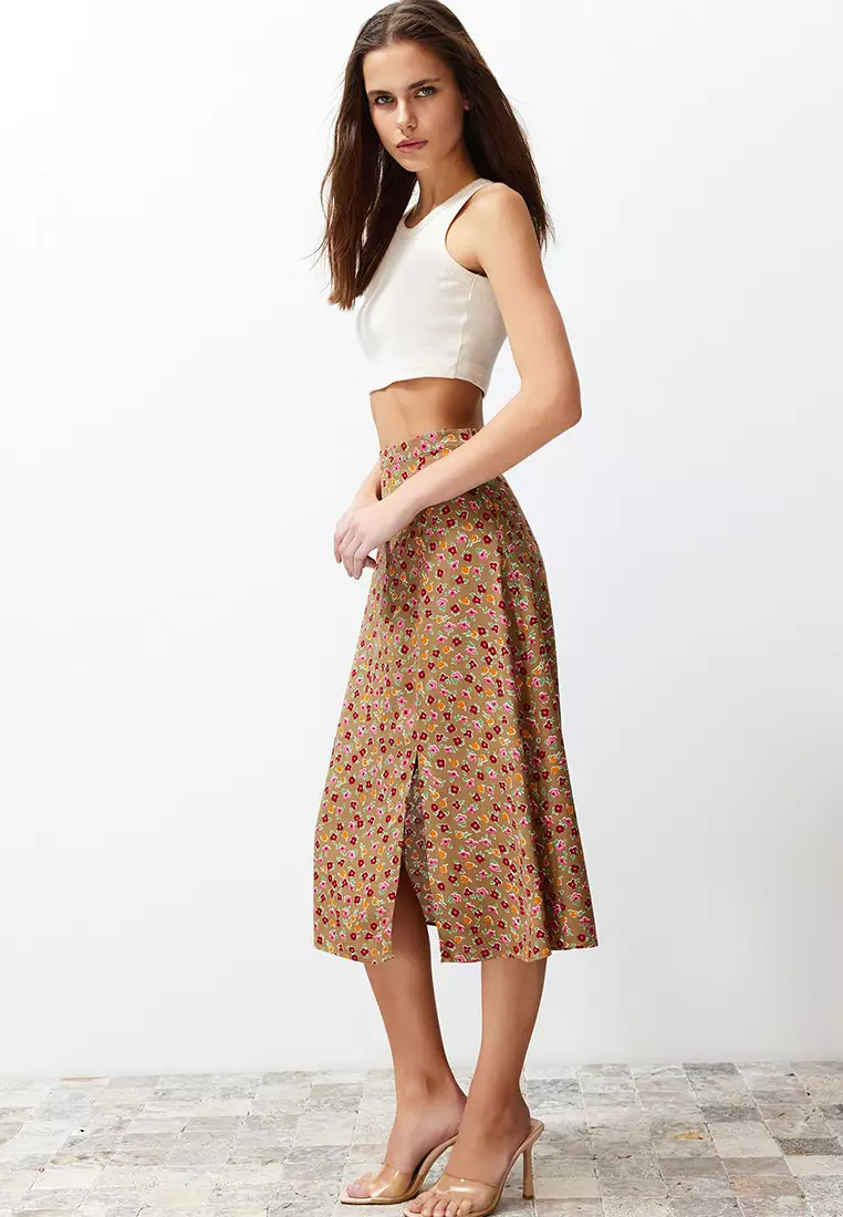 Floral Patterned Midi Skirt