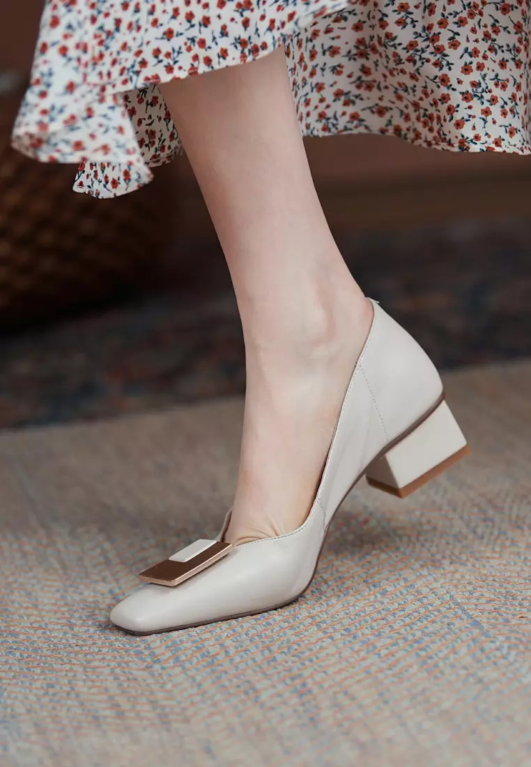 Square Buckle Lamb Leather Pumps BSH1012511