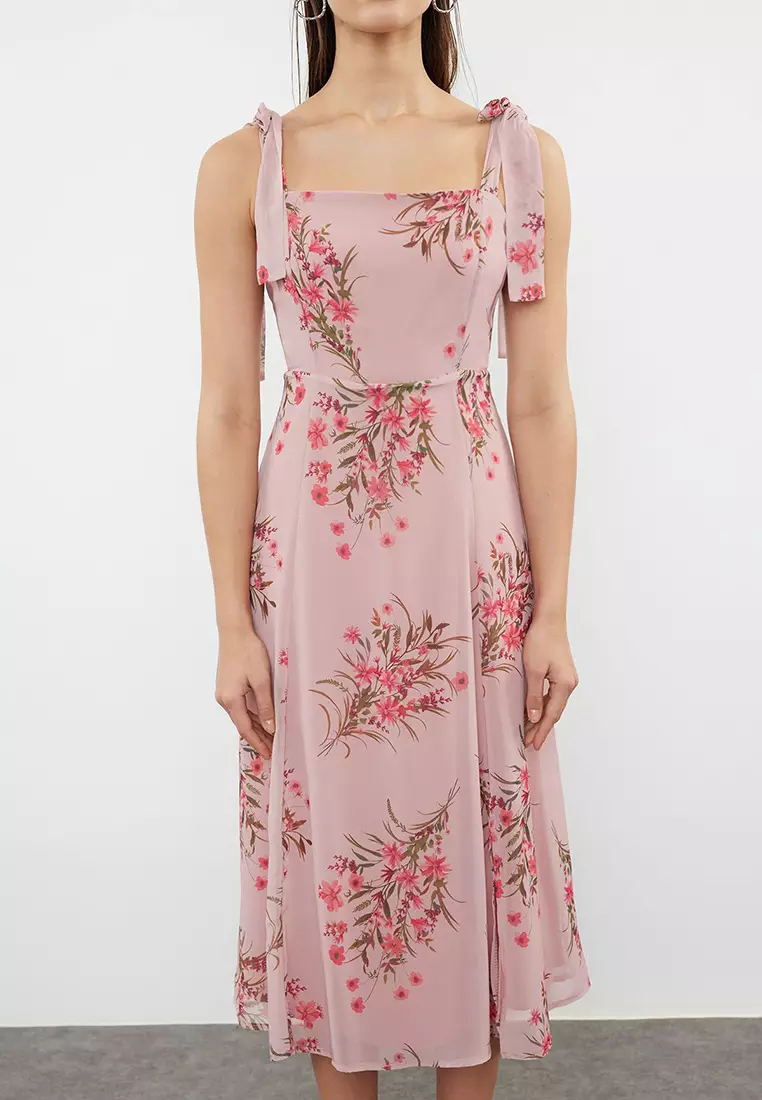Tie Straps Floral Dress