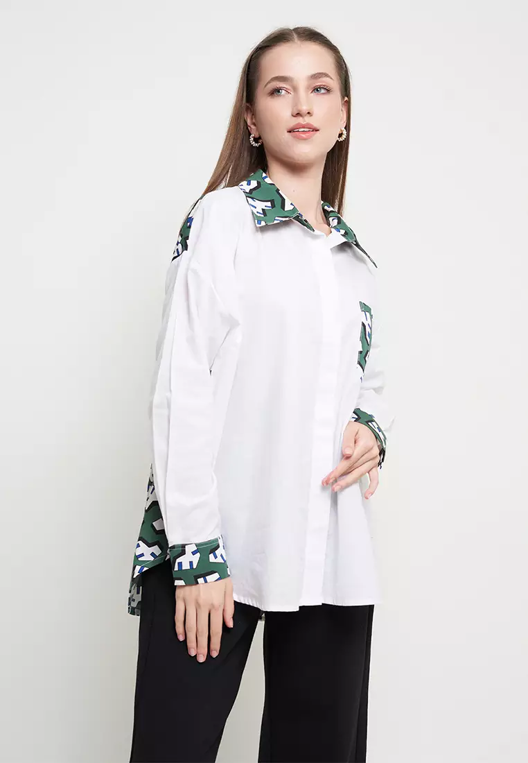 KLA - Kemeja Casual Wanita Poppy White