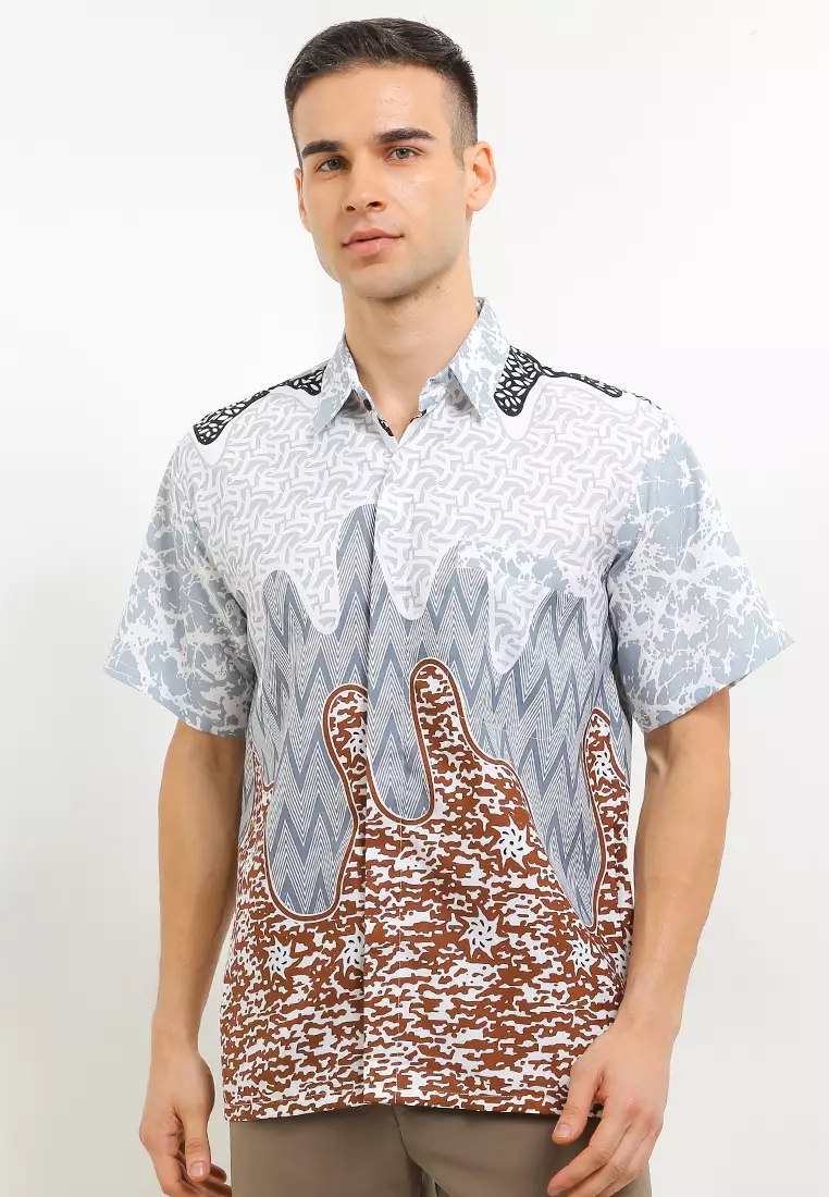 Nayaka Kemeja Batik Exclusive Premium Pria Casual Modern Lengan Pendek
