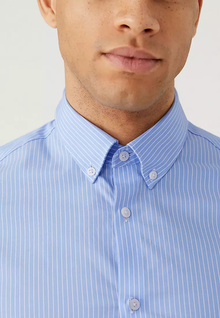 Slim Fit Cotton Rich Striped Shirt