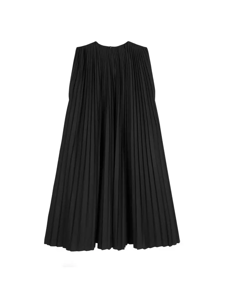 A字百褶無袖連衣裙