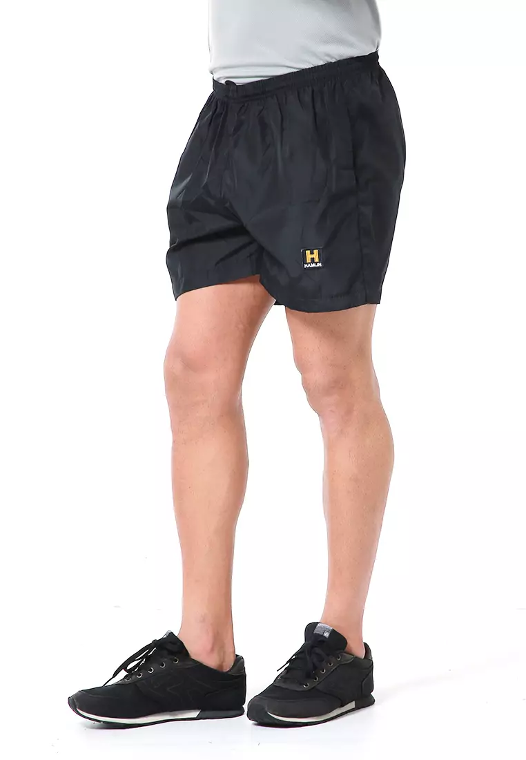 Halburt Celana Pendek Olahraga Pria Short Pants Kasual Simple Material Parasut ORIGINAL - Black Orange