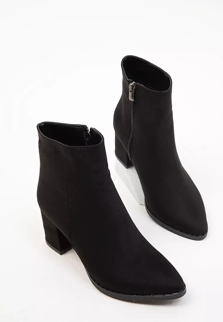 Pointed Toe Heeled Ankle Boots