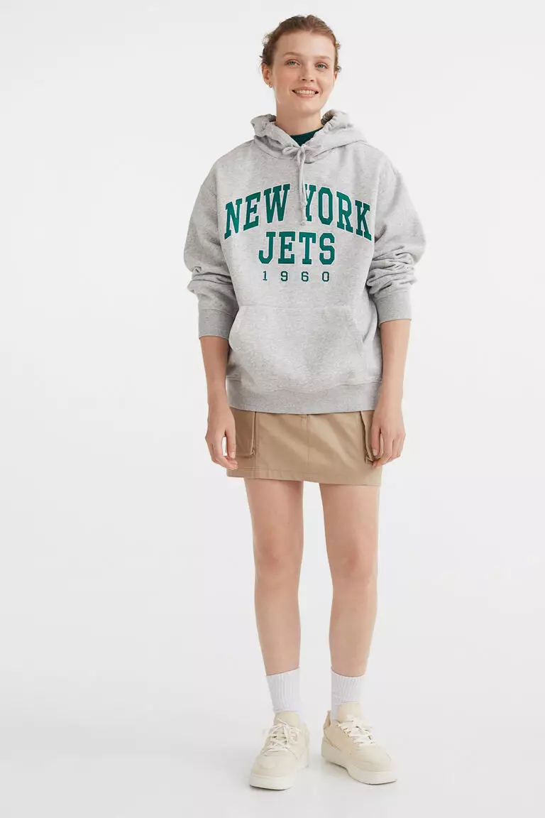 H&M+ Motif-front sweatshirt - Dark green/New York Jets - Ladies