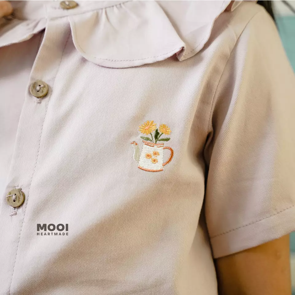 Mooi Atasan Anak Perempuan Lily Ruffle Top - Clary Sage