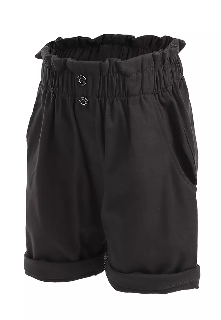 Milly Celana Pendek Anak Perempuan Short Chinos Motif Polos Pinggang Karet Material Cotton Twill ORIGINAL - Dark Gray