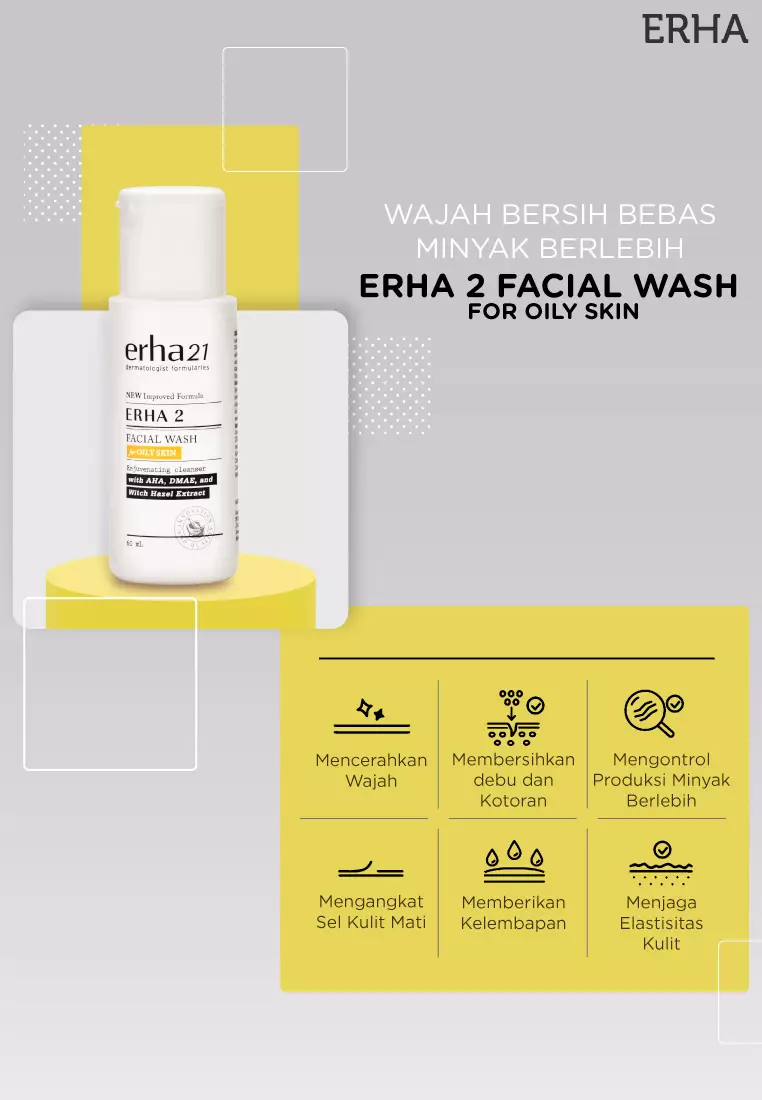 Twin Flame ERHA 2 Facial Wash For Oily Skin X 2 Pcs - Sabun Wajah Kulit Berminyak
