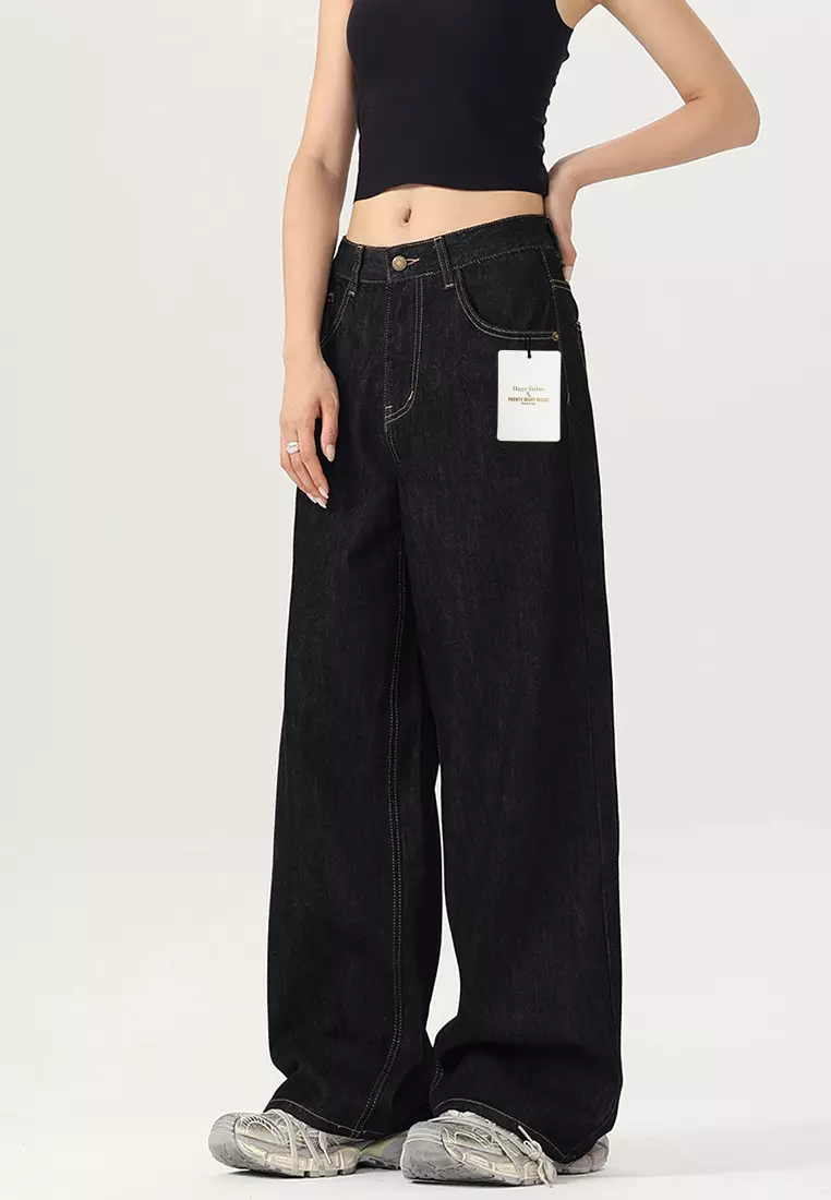 Vintage Washed Wide-legged Jeans LK-HHTM204