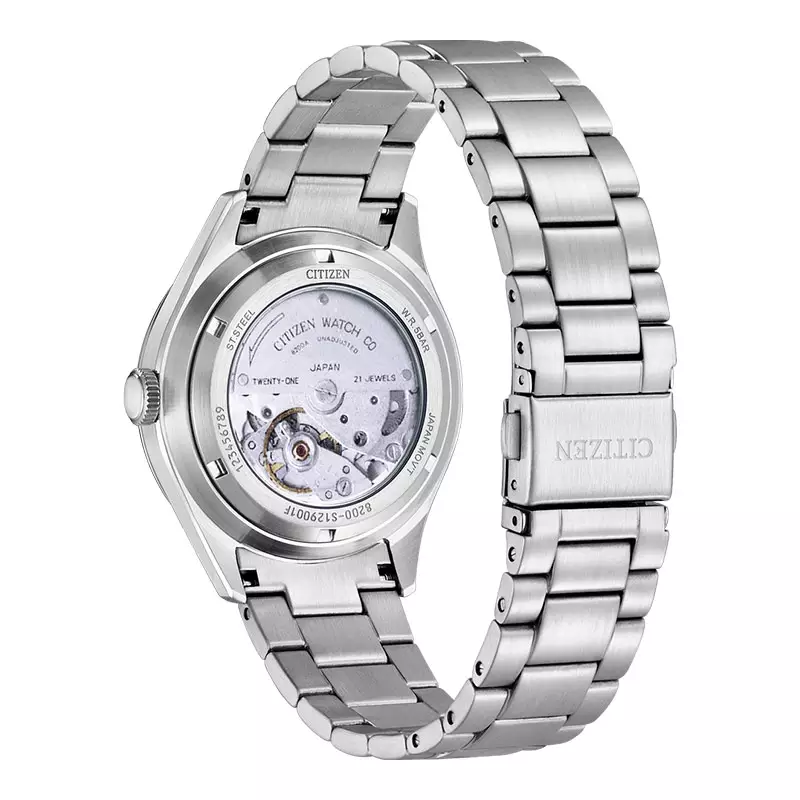 Jam Tangan Pria Citizen C7 Mechanical NH8391-51X Crystal Seven Reissue Men Green Dial Stainless Steel Strap