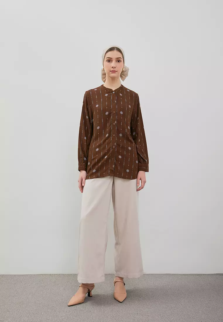 DUST Blouse Askana Ethnic Coklat Comfease (D.116503)