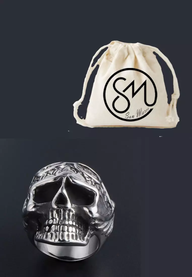 Aksesoris Cincin Pria Pilot Skull Ring Silver 