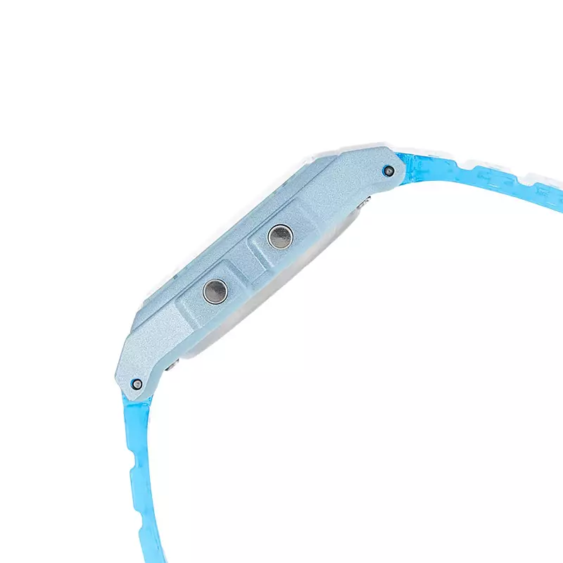Jam Tangan Wanita Casio General F-91WS-2DF F91 F-91W Digital Dial Light Blue Clear Rubber Band