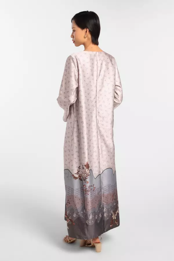 MINIMAL - Shams - Gamis Motif Floral - Beige - Manzone & Minimal Warna Beige