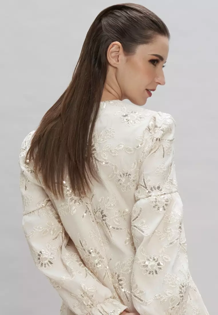 Brokat Puff Sleeves Top