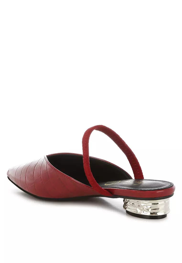Fantasy Heel Croco Mules In Red