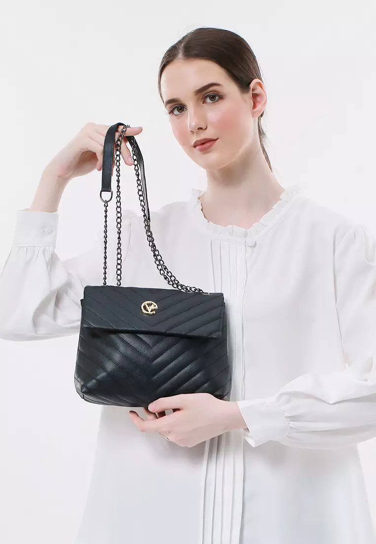 Alfiyah Tas Selempang Wanita Design Elegant Motif Simetris - Black