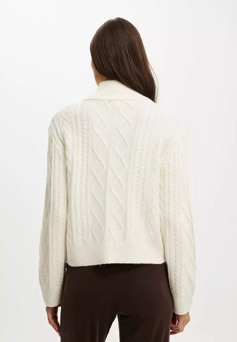Cable Knit Bomber Jacket