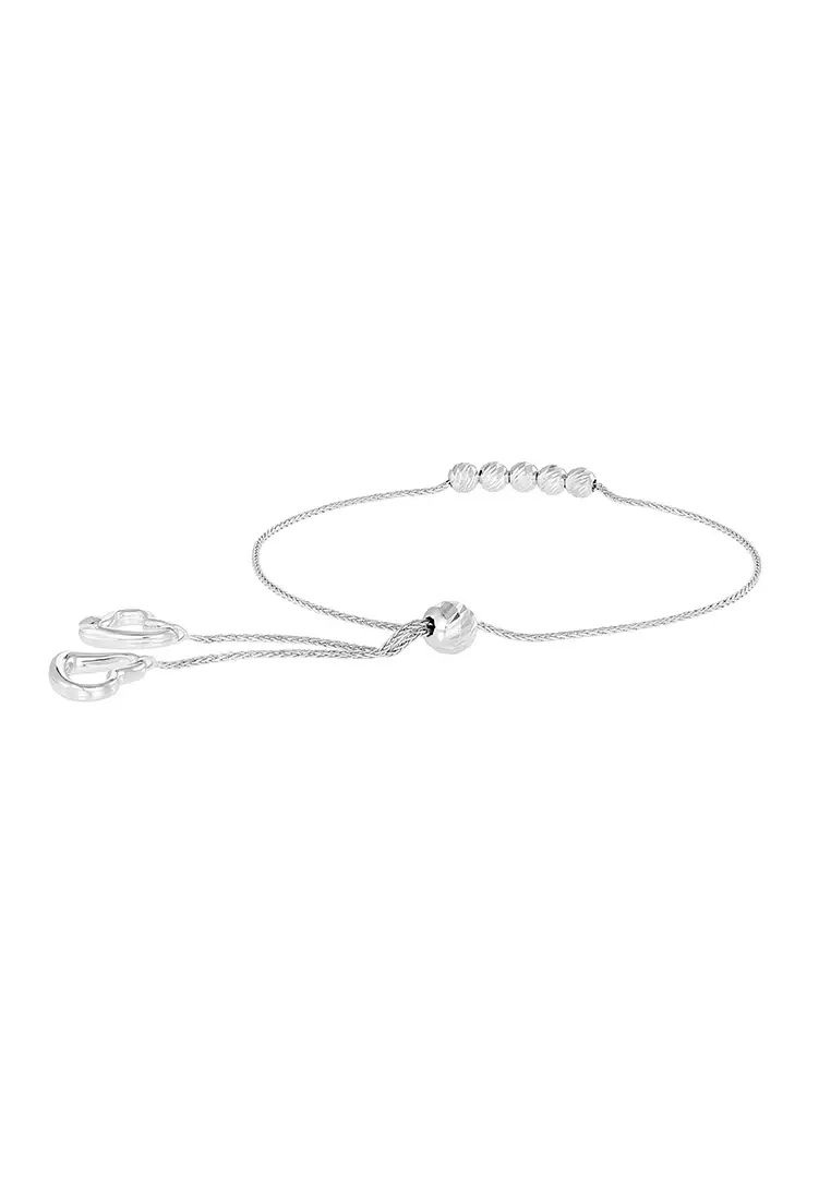 HABIB White Heart Beads Bolo Bracelet, 925 Silver