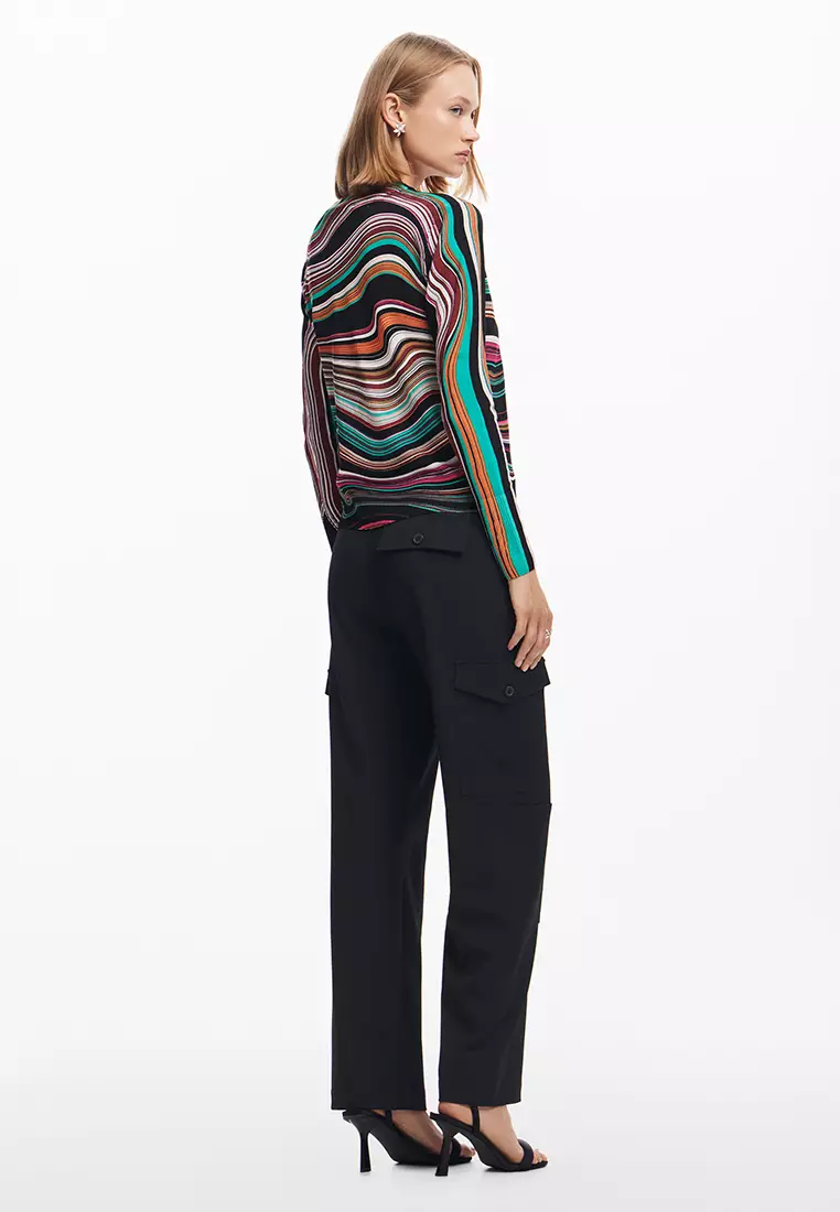 Desigual Woman Wavy striped sweater.