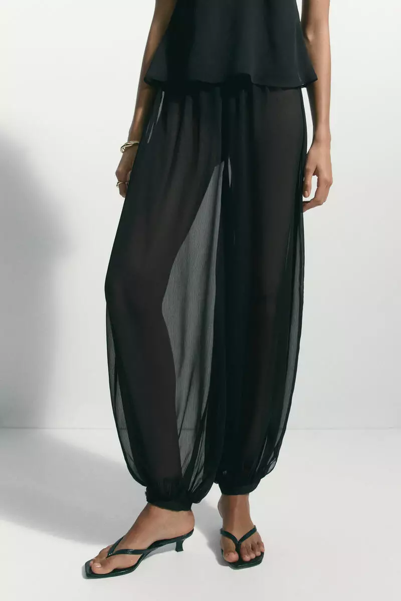 Balloon-leg pull-on trousers