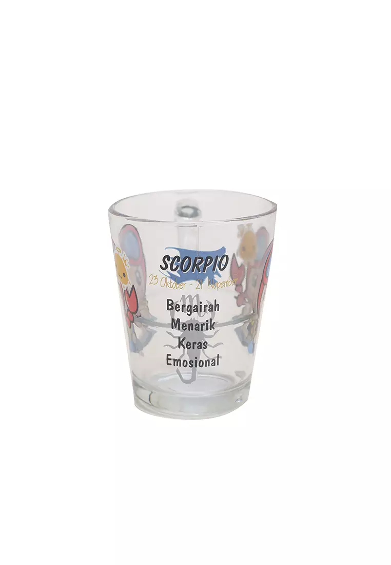 Briliant 1pc Glass Mug S12 Zodiak Sign Style Scorpio