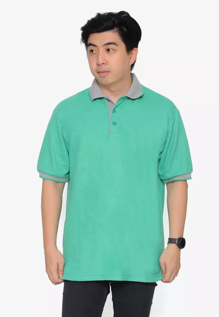 Andre Michel Kaos Polo Shirt Lengan Pendek Kerah Abu Hijau Salem 933-51
