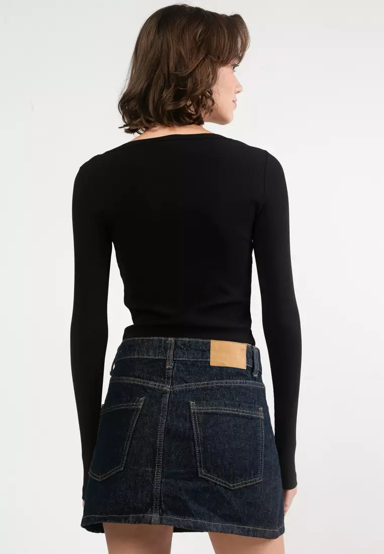 D Logo Embroidered Patch Long-Sleeves Top