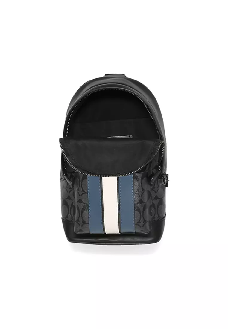 Coach bag with blue stripe hot sale