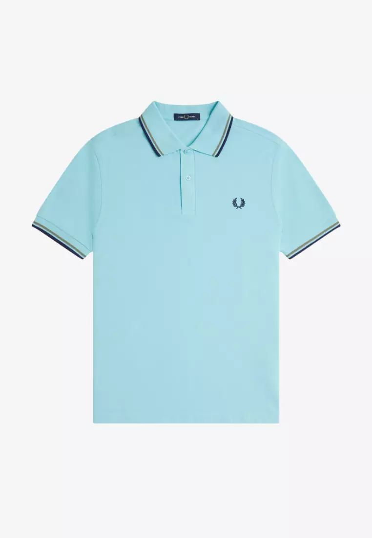 Fred Perry M3600 Twin Tipped Fred Perry Shirt (Mint Blue / Olive Mint / French Navy)