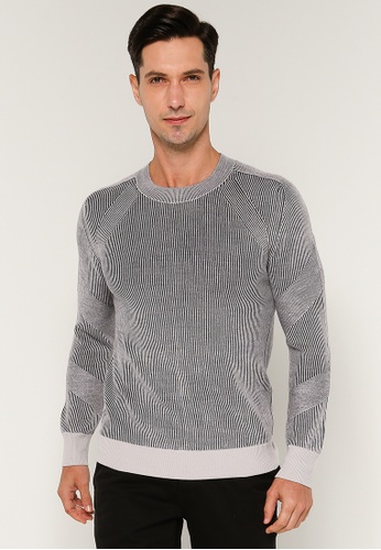 ck Calvin Klein silver Fine Gauge Merino Crew Sweater 46E8BAAEF1119DGS_1