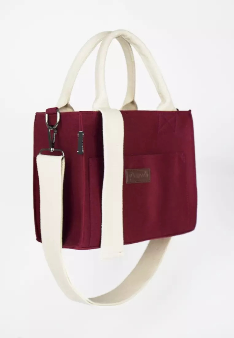 Tas Selempang Sling Bag Wanita Bahan Kanvas Penutup Resleting Rana Series - Maroon