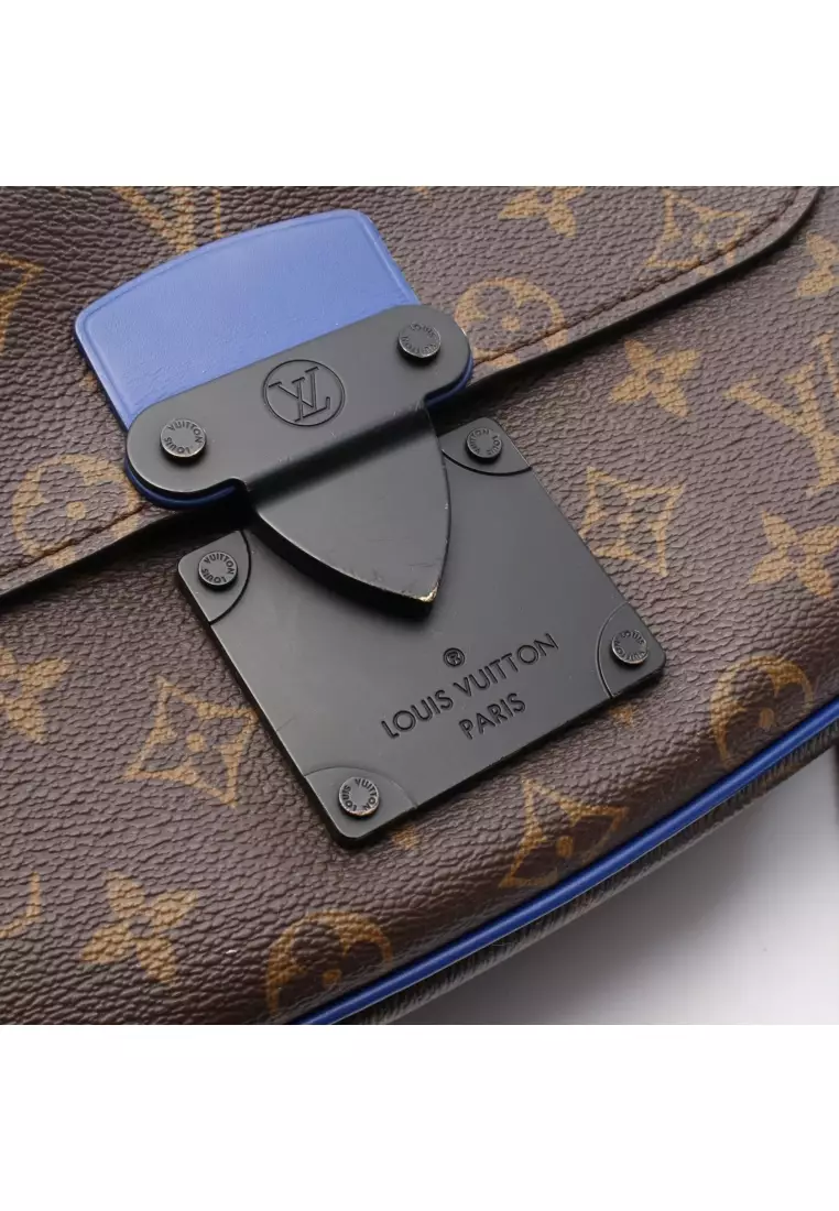 Pre-Loved Louis Vuitton S-lock messenger monogram macassar Handbag PVC leather Brown blue 2WAY