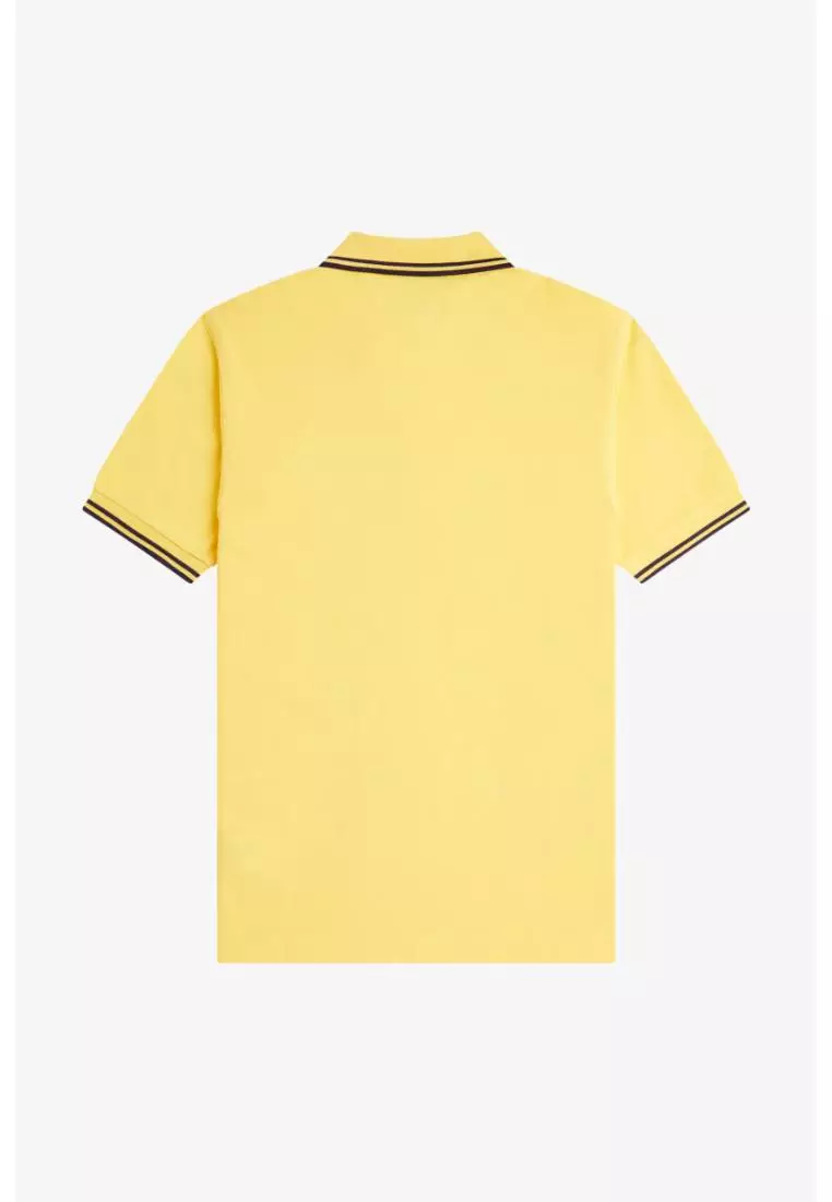 Fred Perry M3600 Twin Tipped Fred Perry Shirt (Lemon Barley / Tennis Blue / Tennis Blue)
