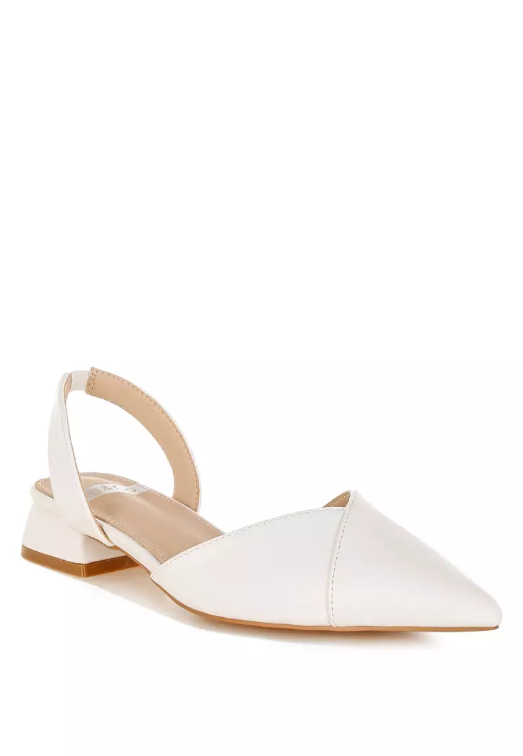 Sandal Slingback Kulit Lembut Warna Putih