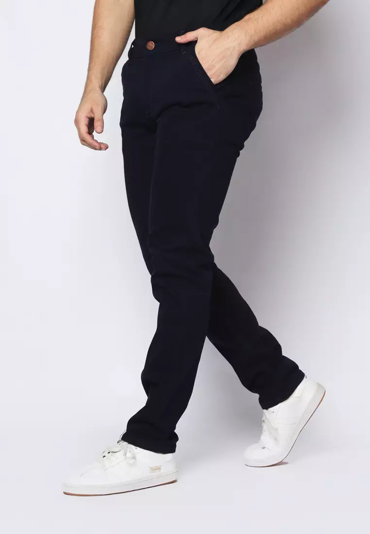 2nd RED Celana Panjang Pria Katun Chinos Slim Fit Cheers Mate Biru Navy 112503