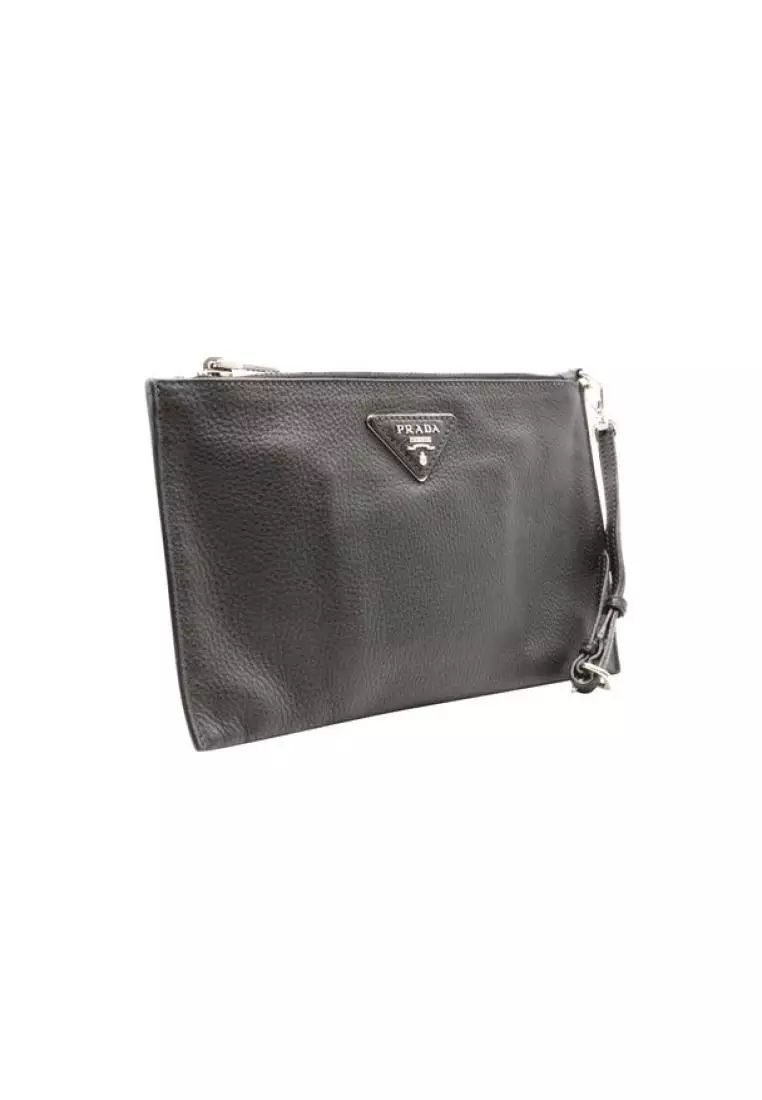 Buy PRADA Pre Loved PRADA Leather Wristlet Pouch 2024 Online