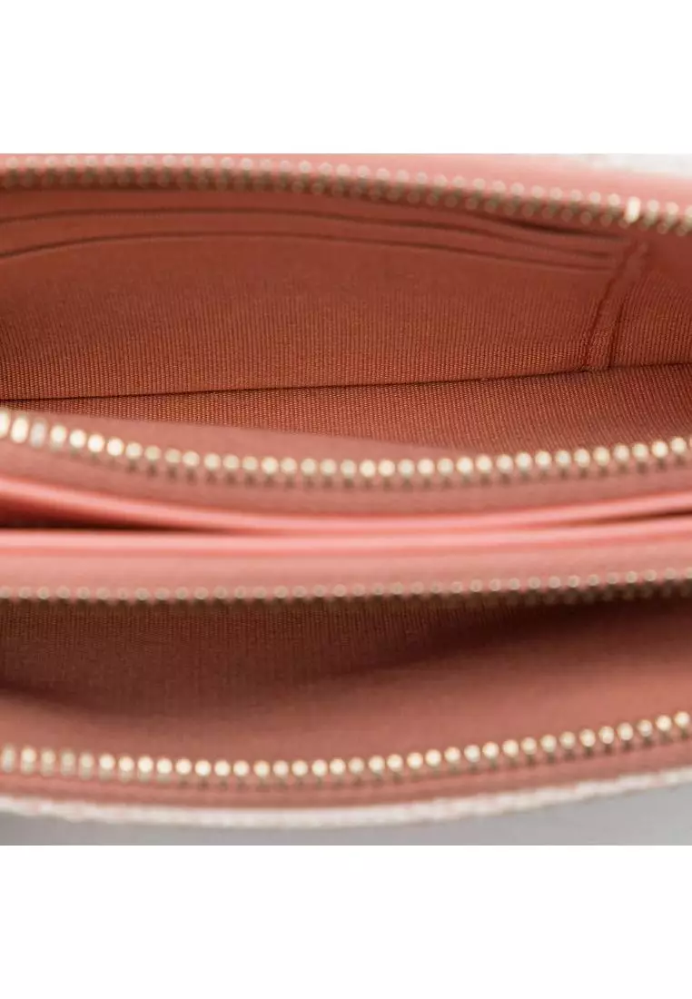 Pre-Loved Chanel Raffia Deauville Double Zip Clutch With Chain