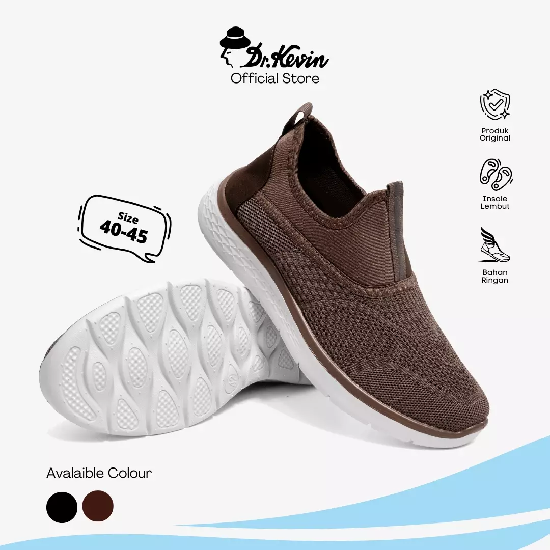 Dr. Kevin Sepatu Sport Pria Men Sneakers Sekolah Flyknit Slip On 889-082