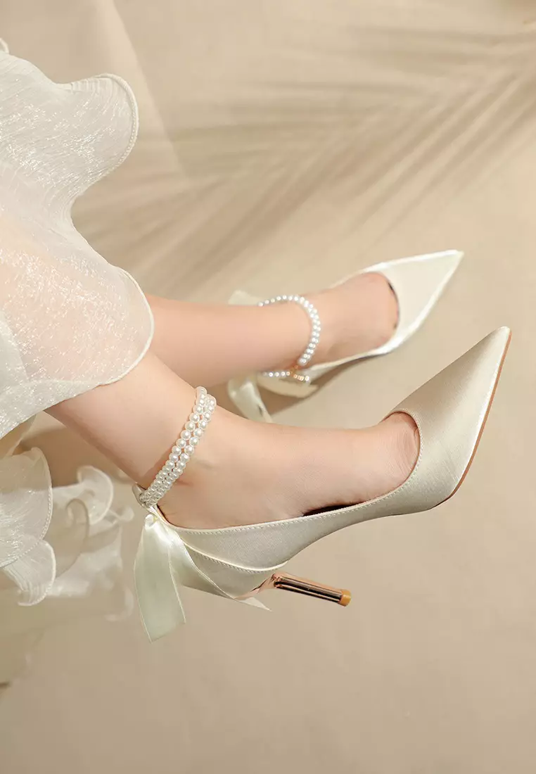 8CM Pointy Pearl Strap Pumps 2181-9