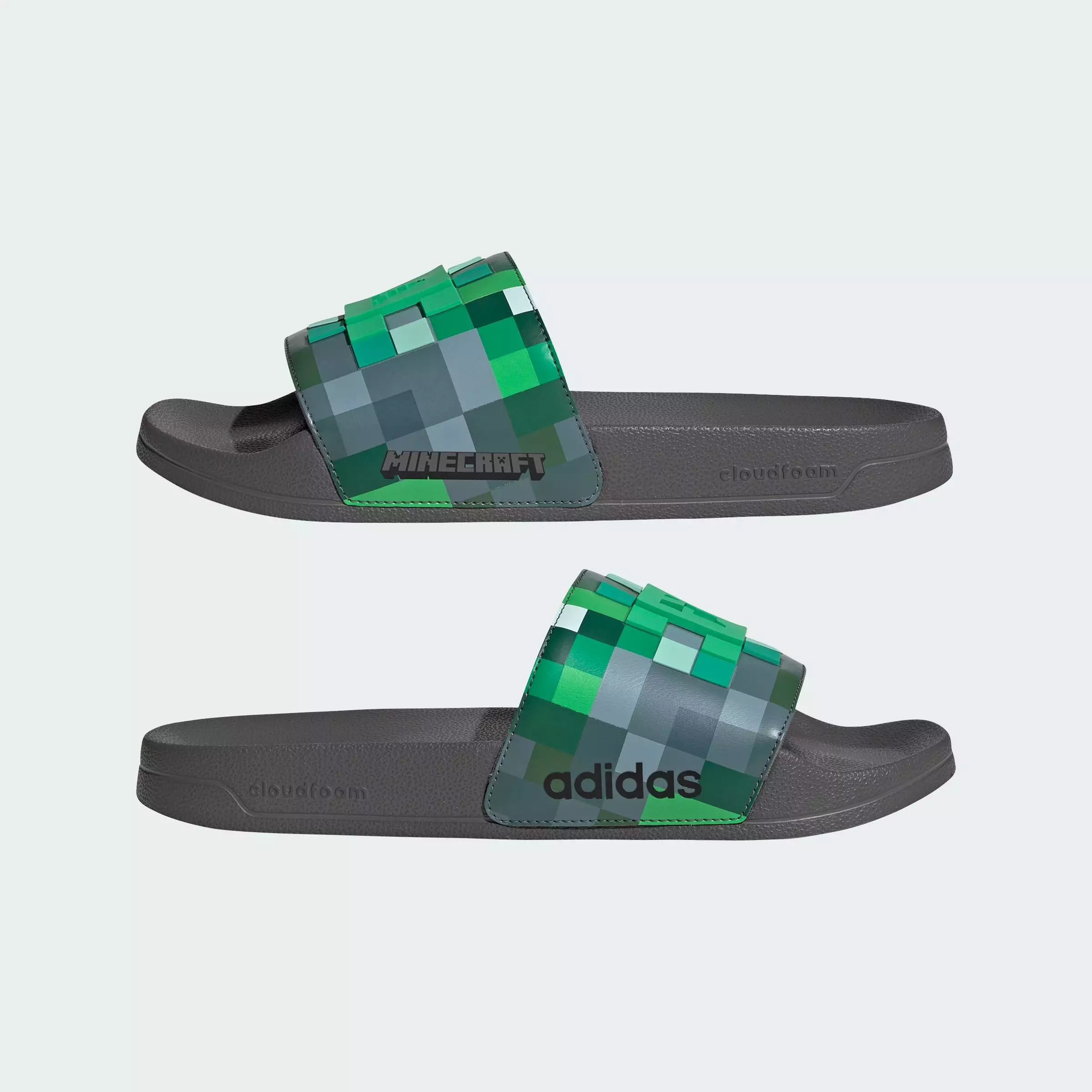 Lifestyle ADILETTE SHOWER MINECRAFT SLIDES Unisex Grey HQ2585
