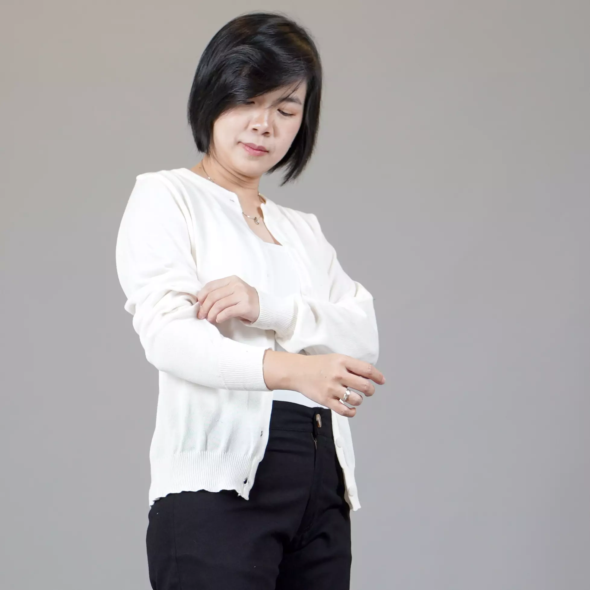 SANDRA Casual Woman Cardigan Korean Style - Broken White